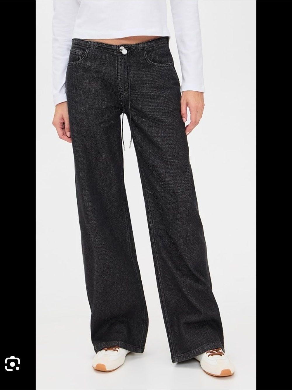 Still Here Cool Jeans Washed Black Low Rise Drawstring Waist